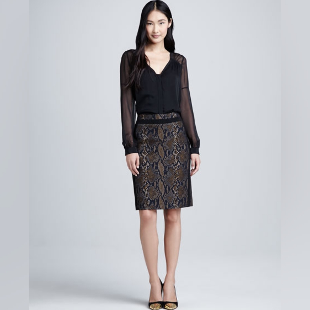 Diane Von Furstenberg Marta Python-Print Pencil S… - image 1